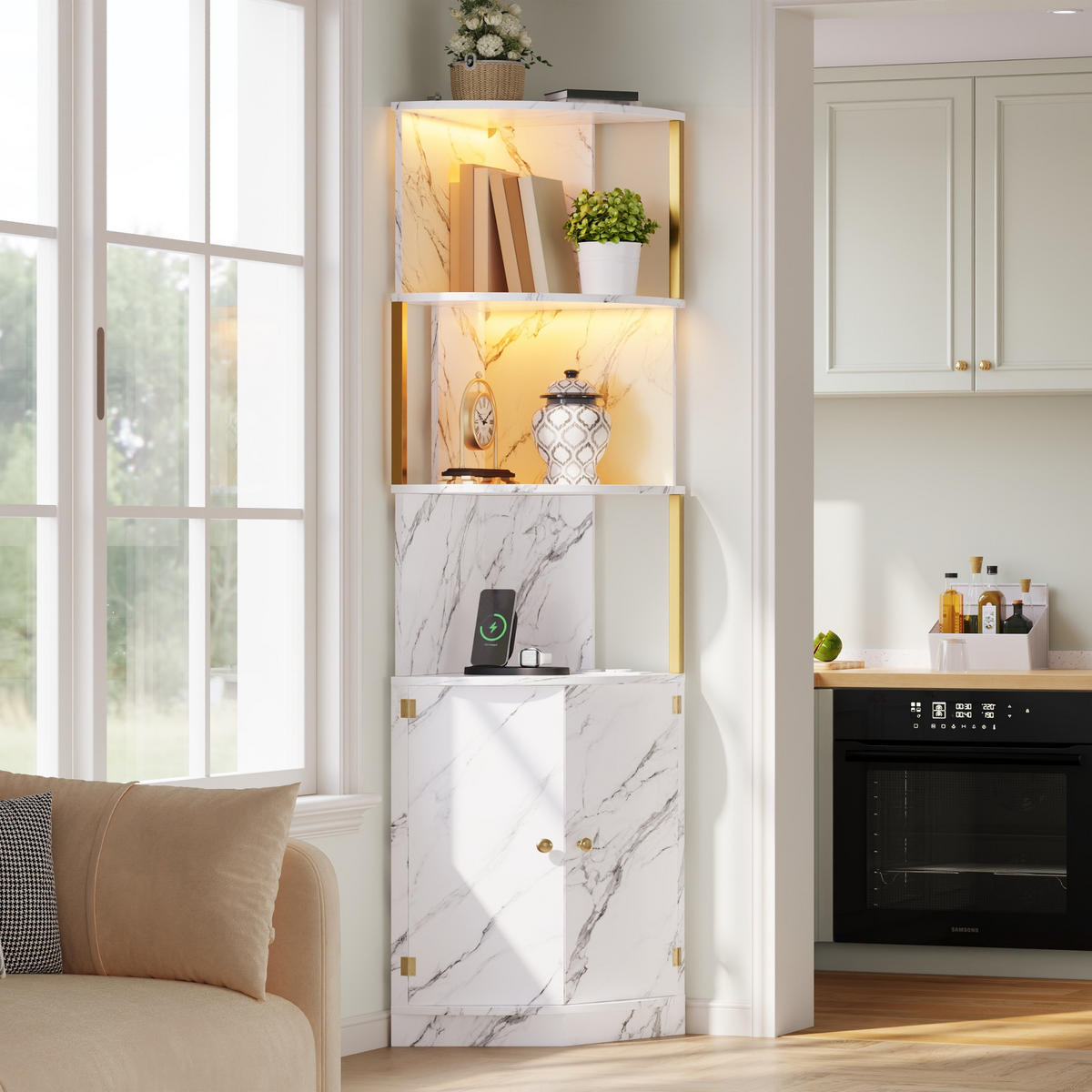 GESCHIRRSCHRANK Weiß 38/38/180 - Weiß, Holzwerkstoff (38/180/38cm)