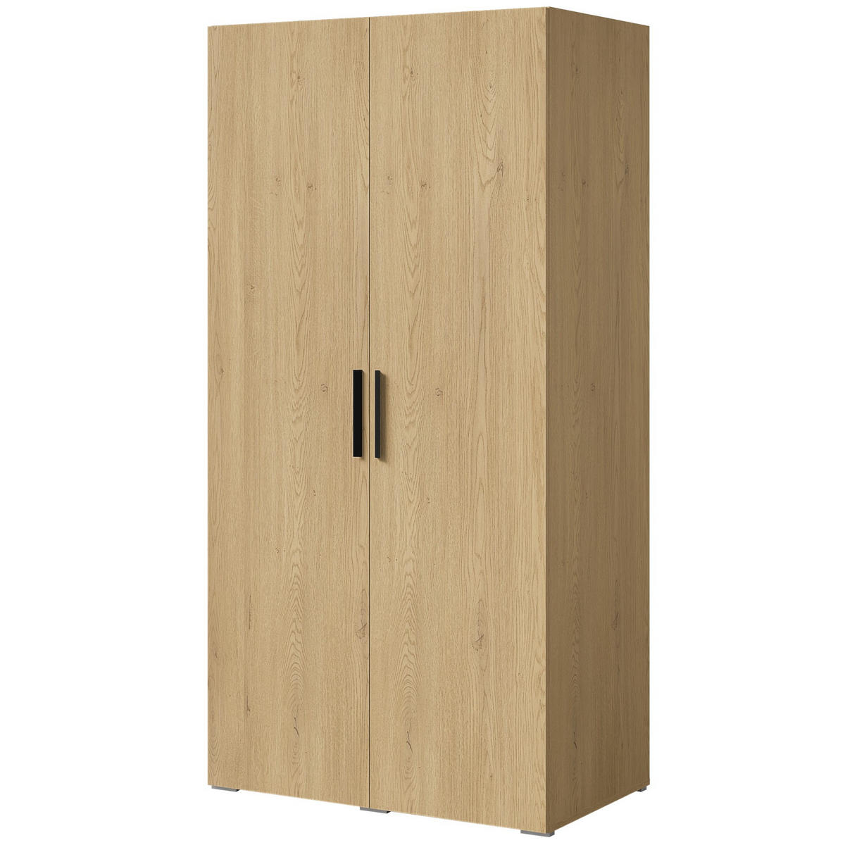 DREHTÜRENSCHRANK Napoli 2D 100 Eiche Cremona (schwarzer oder goldener Griff) - Eichefarben/Silberfarben, Holzwerkstoff/Kunststoff (100/35/60cm) - mzm24