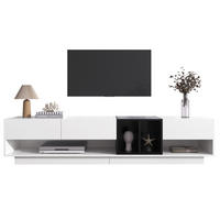 TV ormarić 190/40/42 cm bijelo-crni od iverice s visokim sjajem i 3 ladice - crna, drvni materijal (190/42/40cm) - OKWISH