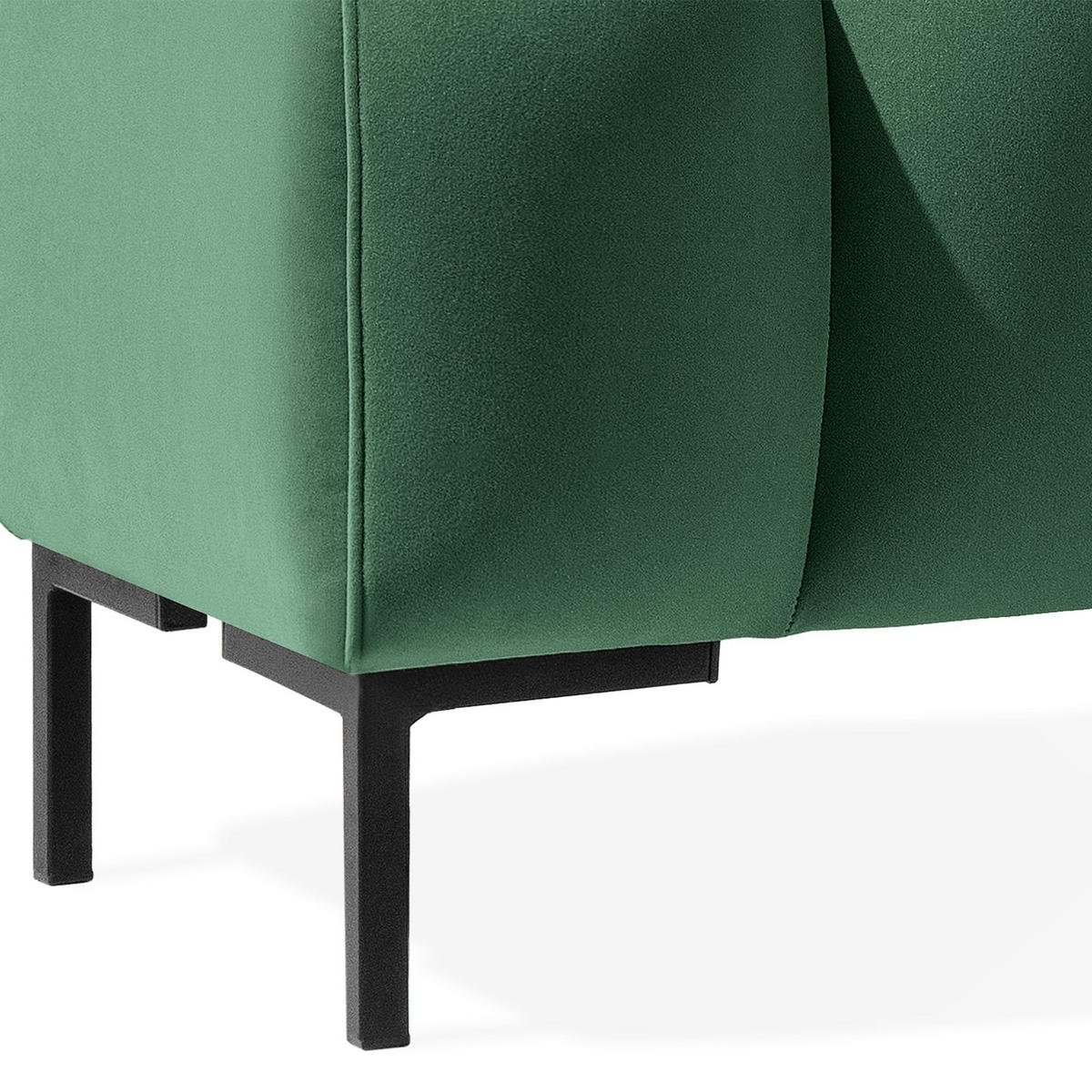 POLSTERBANK Bettbank PECCO, Metallbeinen - Dunkelgrün/Schwarz, Holz/Textil (160/50/50cm) - KONSIMO®