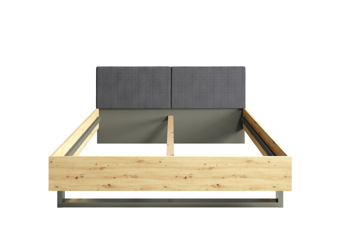 BETT RON 180/200 cm in Graphit / Artisan Eiche - Graphitfarben/Eiche Artisan, Holzwerkstoff (180/200cm) - Deine Möbel 24