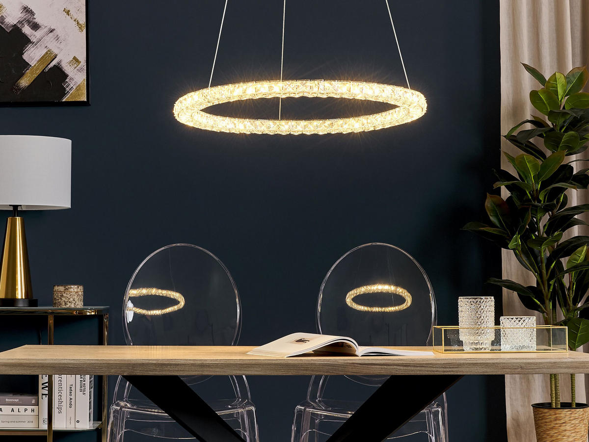 HÄNGELAMPE Magat 60x60x142 cm - Silberfarben, Metall (60/60/142cm) - Beliani