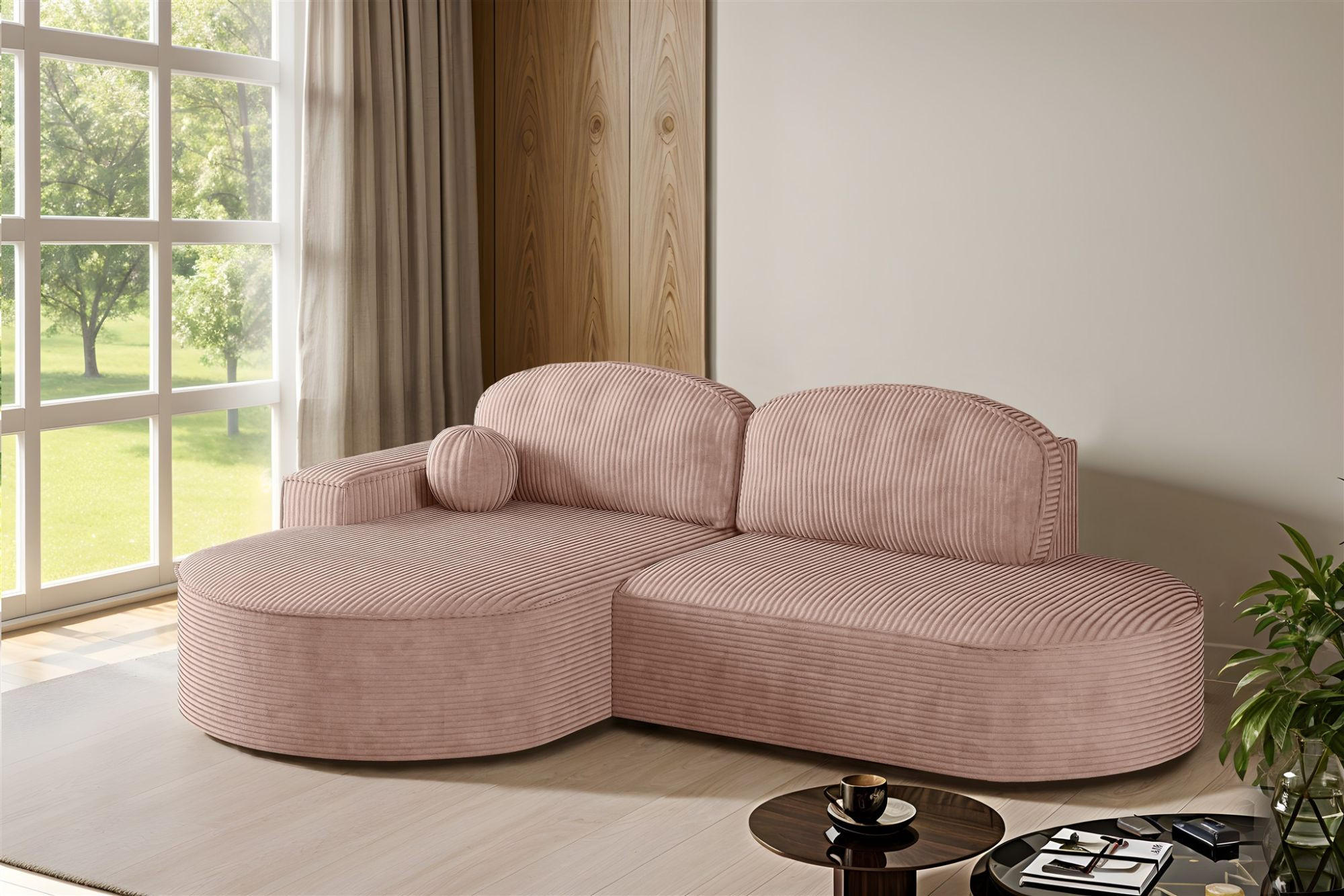 ECKSOFA Girona Mit Schlaffunktion - Rosa, Holzwerkstoff/Textil (278/179cm) - Fun Möbel
