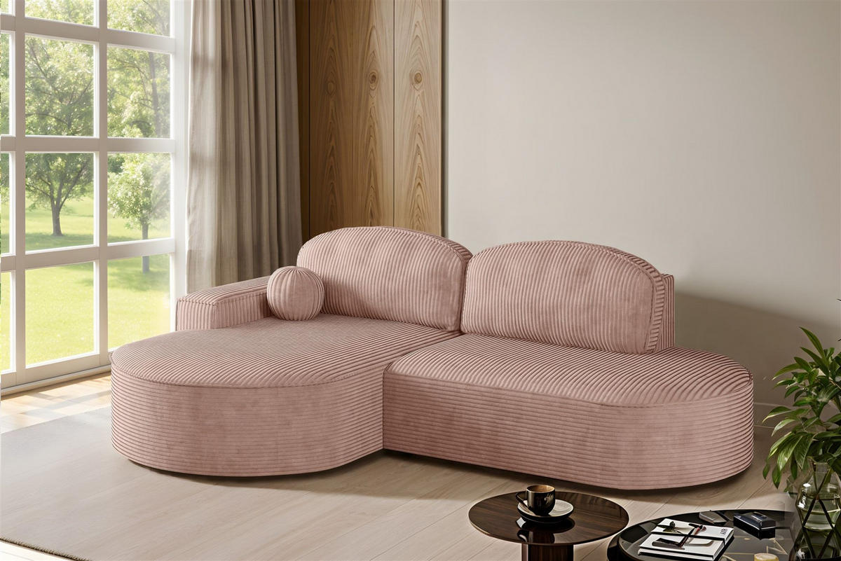 ECKSOFA Girona Mit Schlaffunktion - Rosa, Holzwerkstoff/Textil (278/179cm) - Fun Möbel