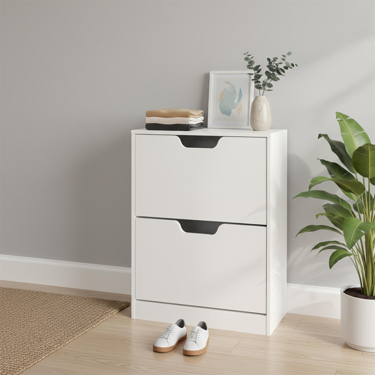 SCHUHSCHRANK - Weiß, Holzwerkstoff/Kunststoff (60/102/24cm) - Relaxdays