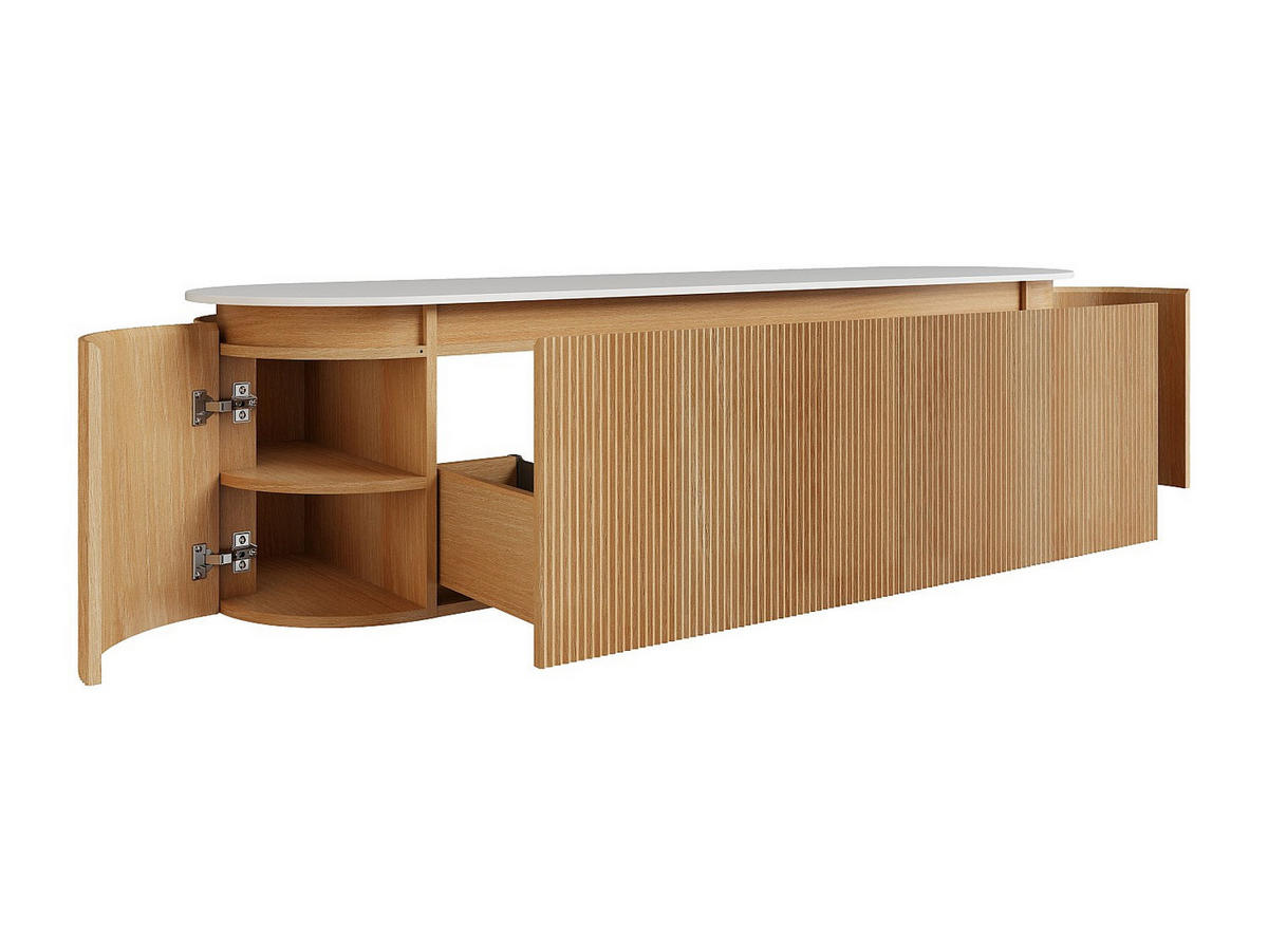 WASCHBECKENUNTERSCHRANK - 180cm x 50cm - Massivholz - naturfarben hell - LILIKO - Naturfarben, Holz (180/46/50cm) - Vente-Unique