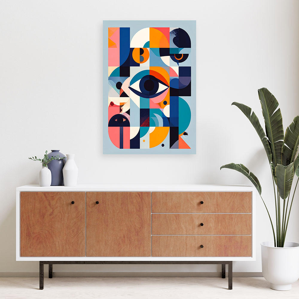 LEINWANDBILD Abstraktion Auge im Bauhaus-Stil 80x120cm - Multicolor, Textil (80/120cm) - Feeby