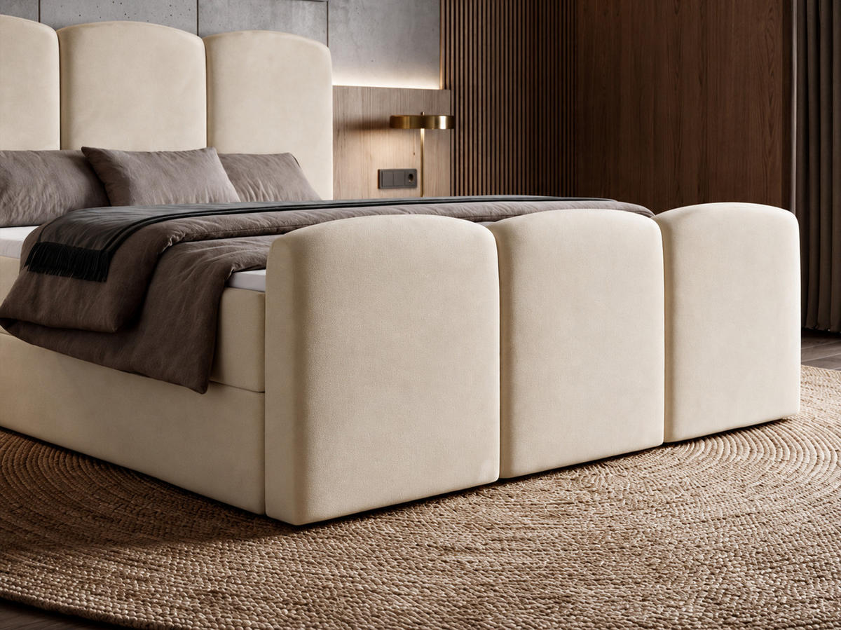 BOXBETT SAVIO 180x200 cm mit Bettkasten, Bonell-Matratze H3 und Topper – Samt Altrosa - Altrosa, Textil (180/200cm) - Luxkor24