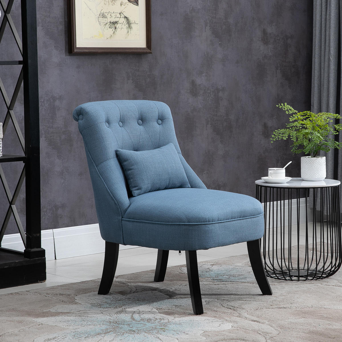 RELAXSESSEL, Sessel, Erhöhte Füße, Blau - Blau, Textil (69/77/52.5cm) - HOMCOM