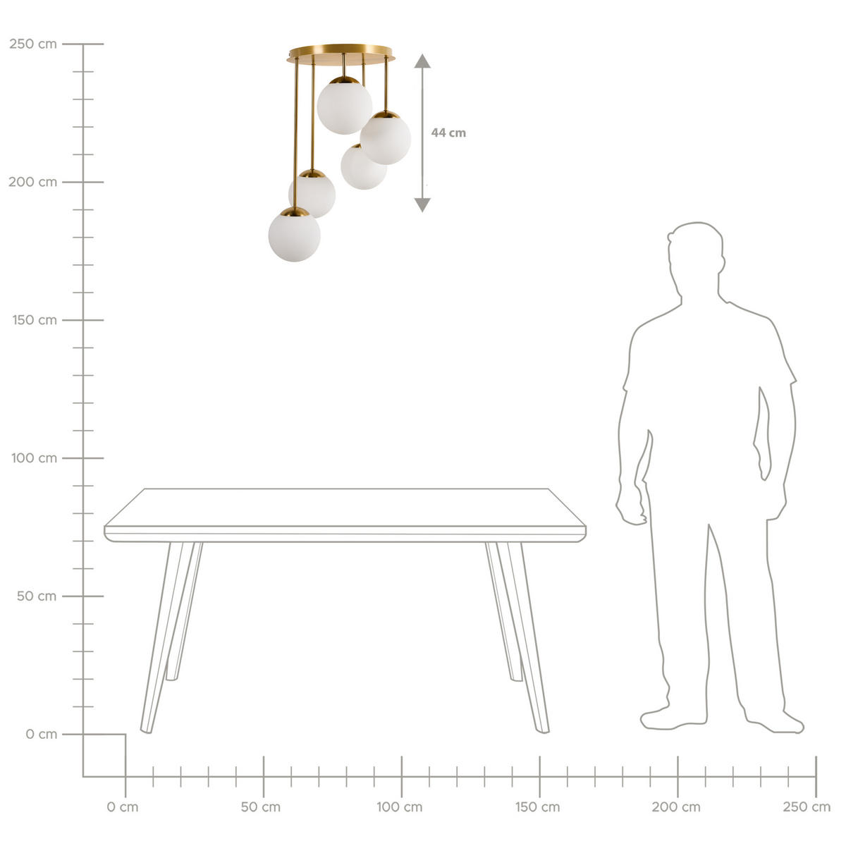 HÄNGELEUCHTE Messing Riana - Messingfarben/Weiß, Metall (42/42/61cm) - Beliani
