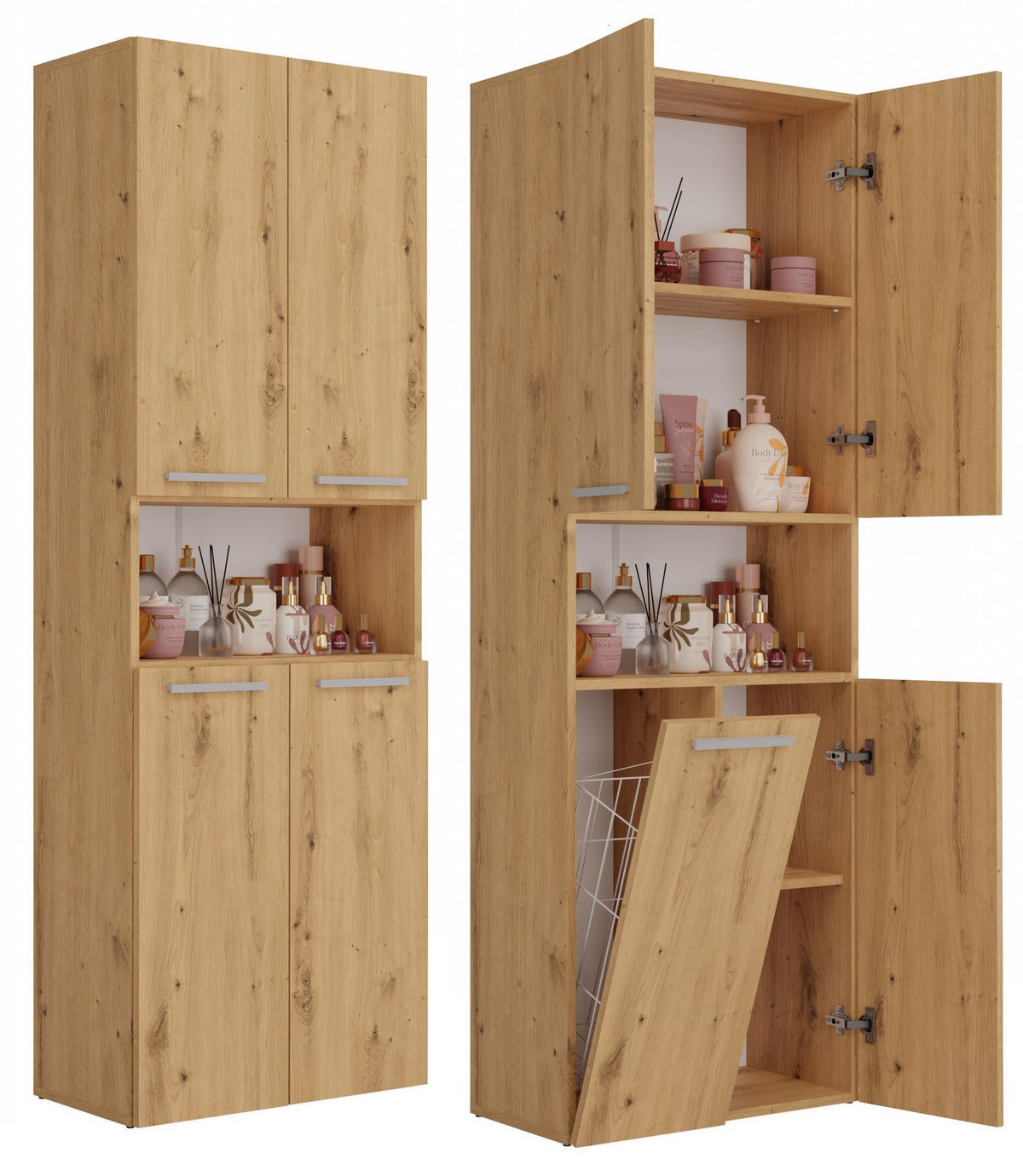 BAD Hochschrank Billy - Eiche Artisan, Holzwerkstoff (60/174/30cm) - kommodly