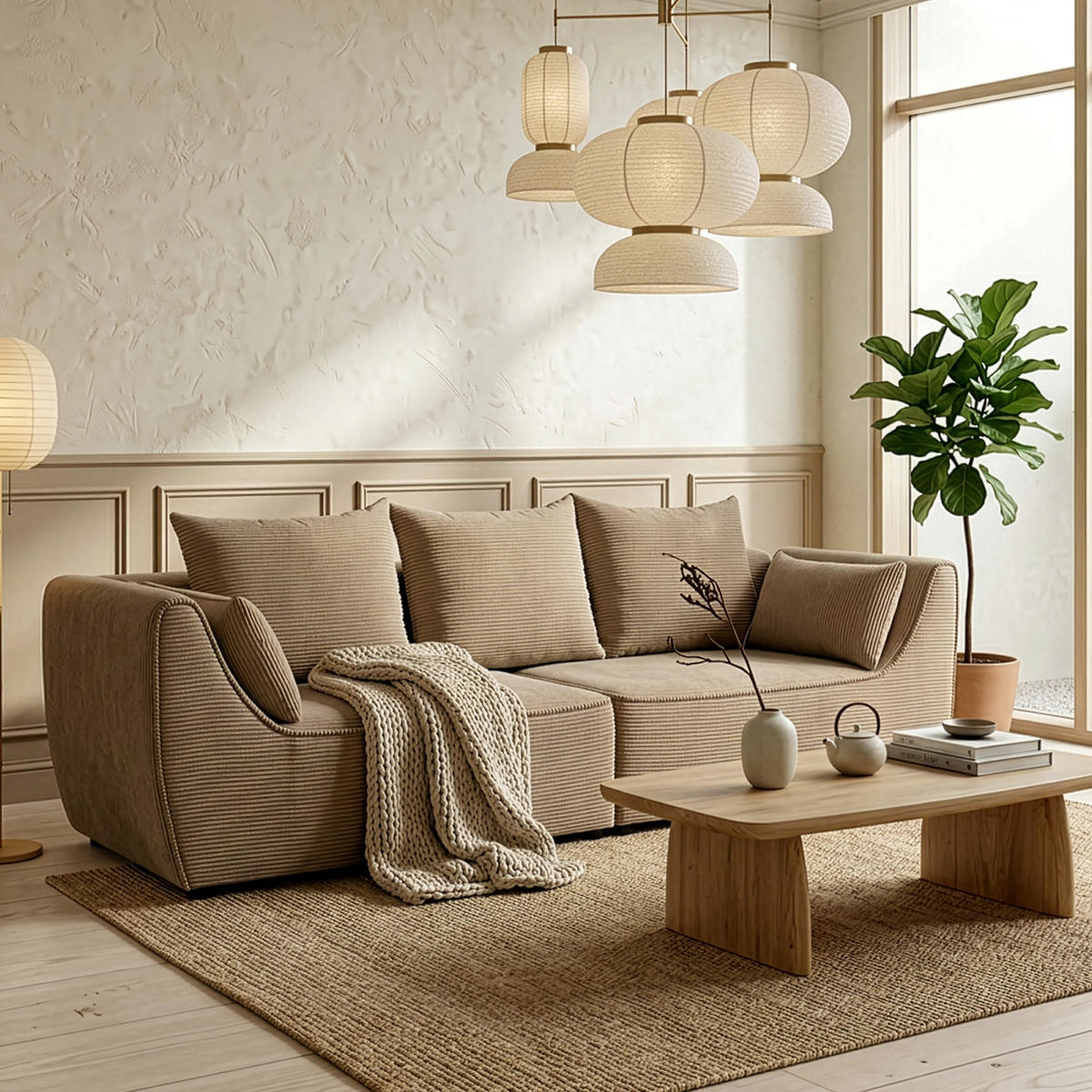SOFA GRABO mit Schlaffunktion, Beige - Beige, Textil (260/75/145cm) - Fedve