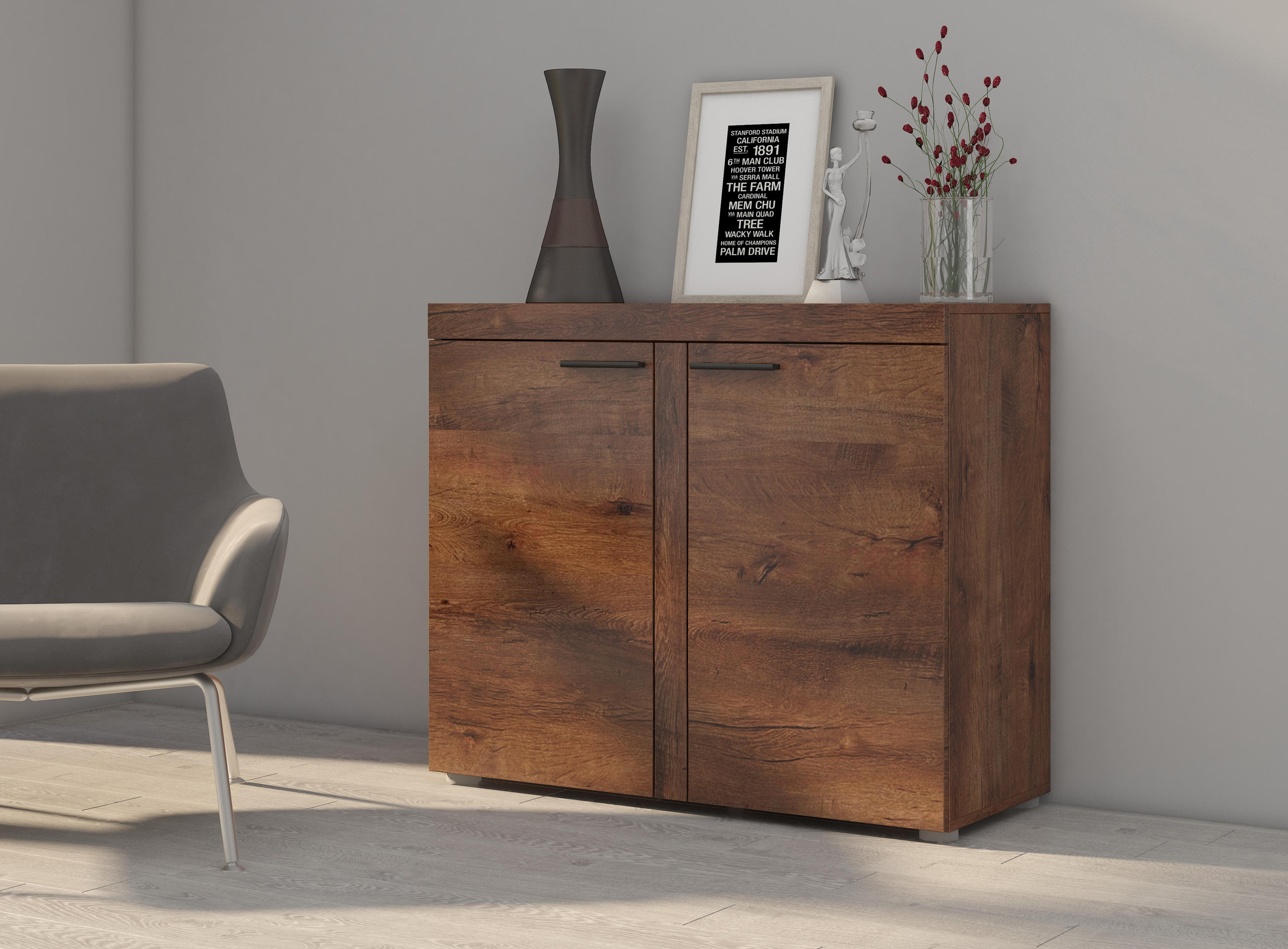 Thumbnail - Meblini Sideboard, Dunkelbraun, Holzwerkstoff, 97x80x40 cm, Wohnzimmer, Kommoden & Sideboards, Sideboards