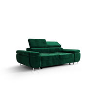 SCHLAFSOFA PRAGA 2, Sofa mit Schlaffunktion, Farbe: Grün, Velourstoff - Grün, Textil (208/90/100cm) - O-Sofa