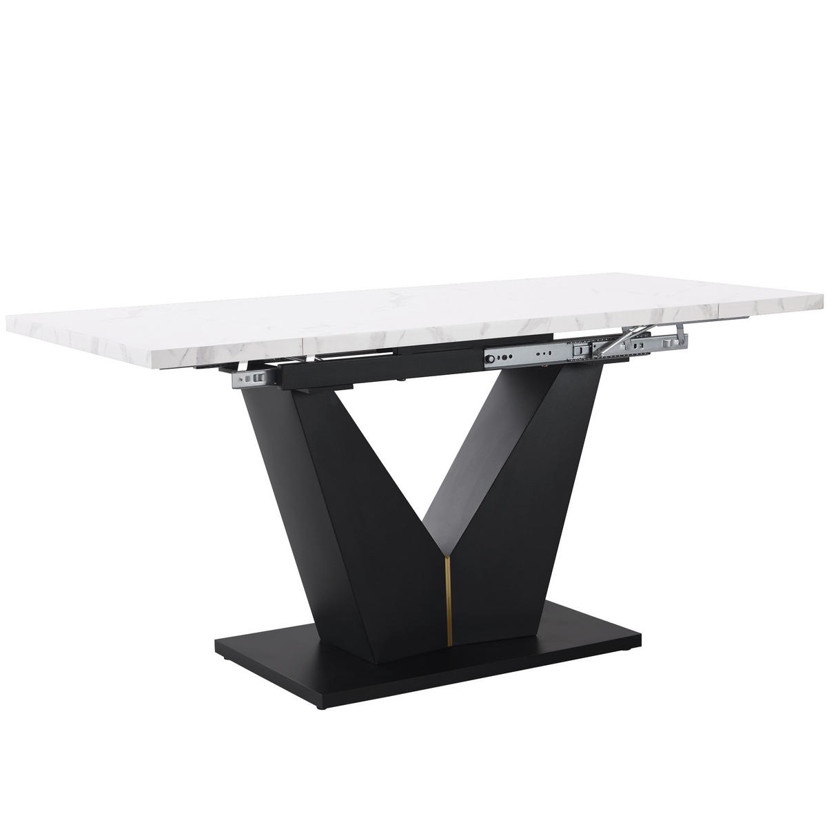 AUSZIEHTISCH Weiß Marmoroptik 99-159/75/75 cm - Weiß, Holz (75/99/75cm) - PANGIVO