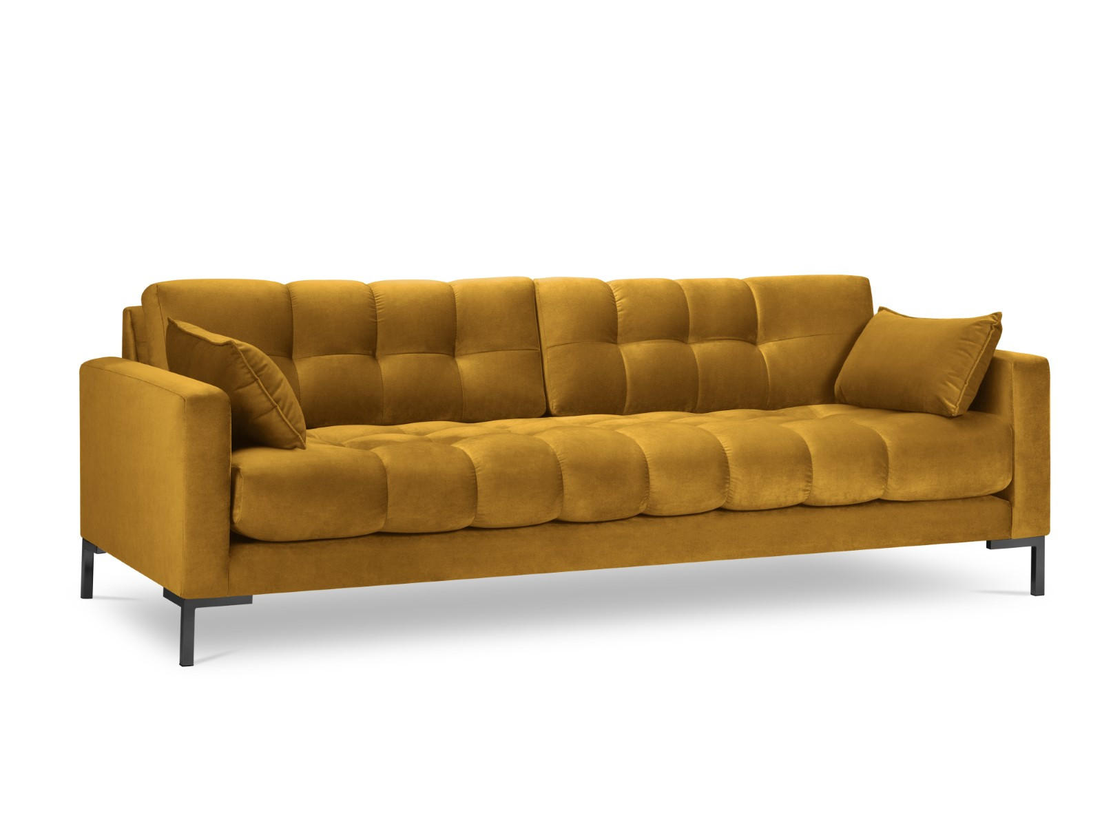 SOFA Mamaia aus Samt gelb 4 Sitzplätze - Gelb, Textil (92/75/217cm) - Micadoni
