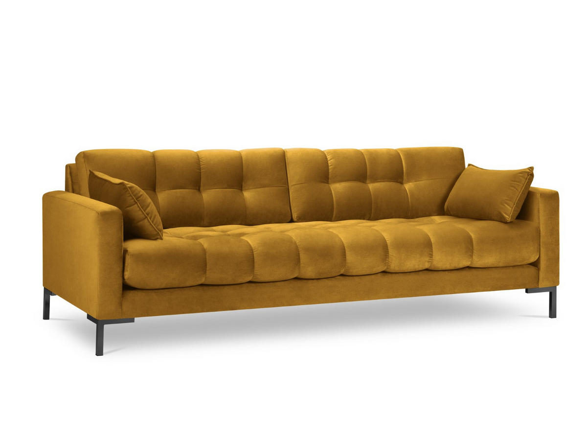 SOFA Mamaia aus Samt gelb 4 Sitzplätze - Gelb, Textil (92/75/217cm) - Micadoni