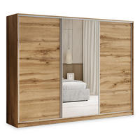 SCHWEBETÜRENSCHRANK TARI 250/205/58 cm 3-türig mit Spiegel und Schubladen Eiche Wotan - Eiche Wotan/Silberfarben, Holzwerkstoff (250/205/58cm) - MASSENO