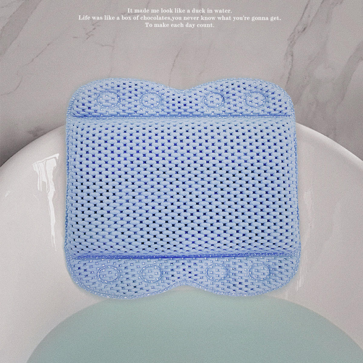 BADEKISSEN – 34 x 30 x 8 cm – Blau – 8 große Saugnäpfe - Blau, Textil (34/30cm)