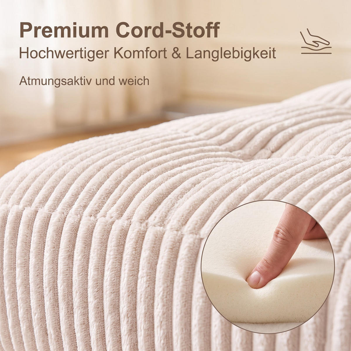 SCHLAFSOFA 140/85/54 cm Beige Cord - Beige, Textil (85/54/140cm) - Oxeza