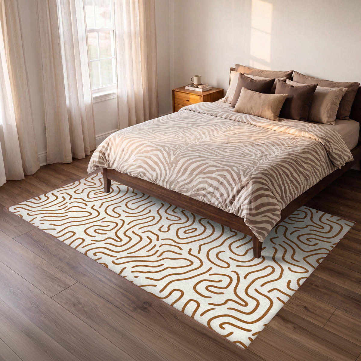 KOBERCE - Minimalistický - Vzor - Terakota - 230x150 cm - hnedá, textil/plast (230/0.4cm) - OnlyWow