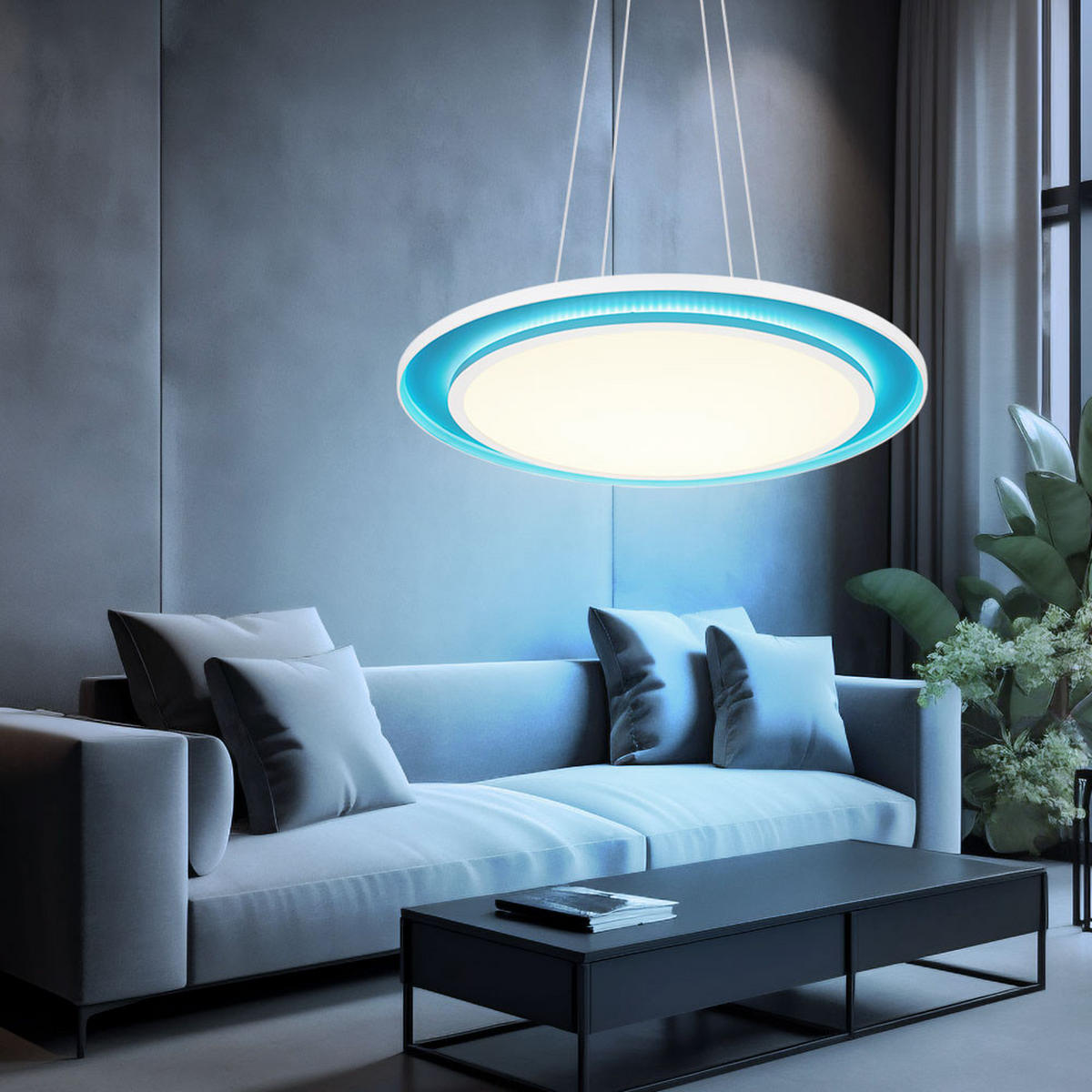 LED HÄNGELAMPE Weiß dimmbar RGB - Weiß, Metall (60/60/120cm) - Globo Lighting