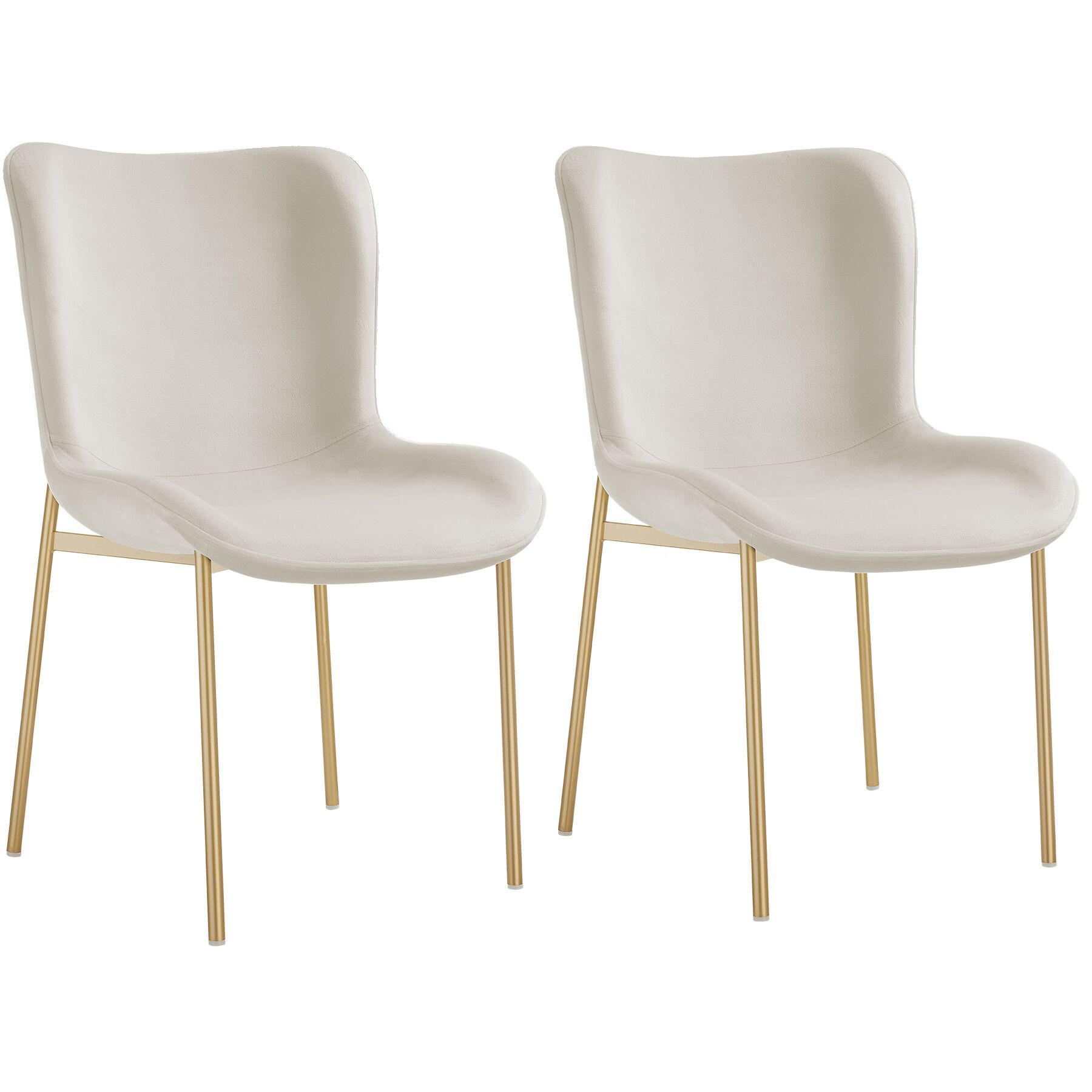 POLSTERSTUHL 2er Set Tessa 54 x 62 x 90 cm Samt beige/gold - Goldfarben/Samtahornfarben, Textil (54/90/62cm) - tectake