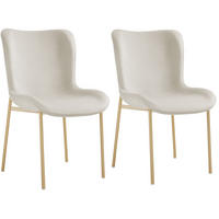 POLSTERSTUHL 2er Set Tessa 54 x 62 x 90 cm Samt beige/gold - Goldfarben/Samtahornfarben, Textil (54/90/62cm) - tectake