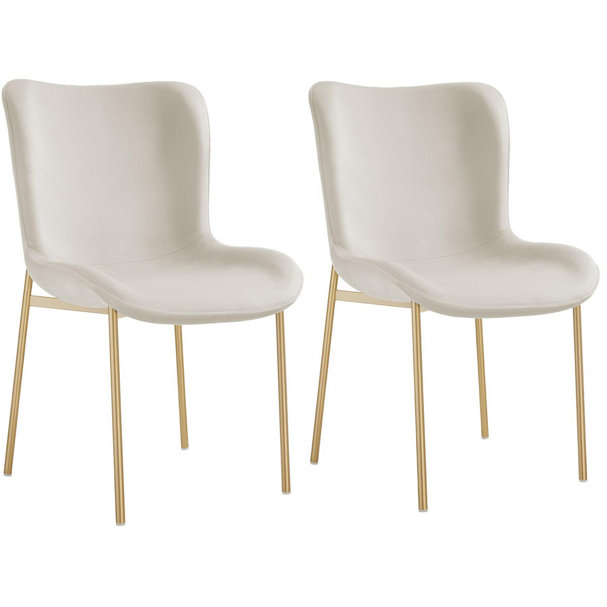 POLSTERSTUHL 2er Set Tessa 54 x 62 x 90 cm Samt beige/gold - Goldfarben/Samtahornfarben, Textil (54/90/62cm) - tectake