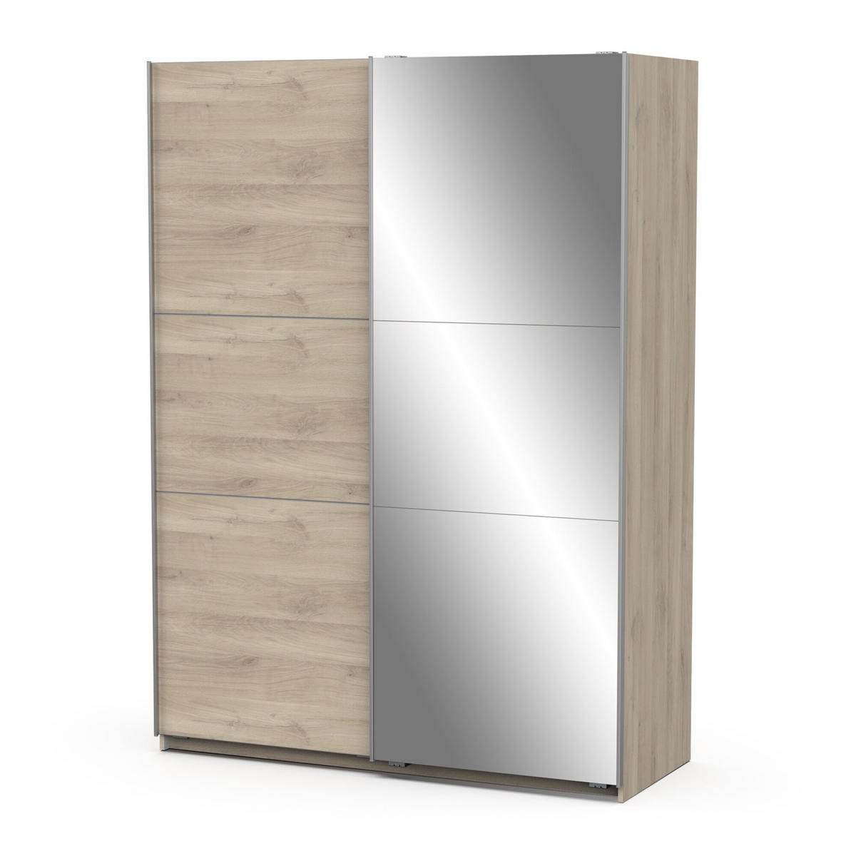 SCHRANK, 2 Schiebetüren mit Spiegel - GHOST - Eiche - 148 x 59,8 x 203 cm - Beige, Holz (59.9/203/148cm) - Demeyere