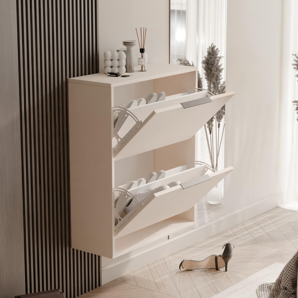 SCHUHSCHRANK Muno mit 2 Türen, Sandfarben - Sandfarben, Holzwerkstoff (60/87.5/30cm) - Beautysofa