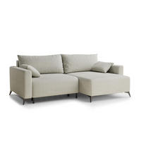ECKSOFA MIT SCHLAFFUNKTION Leon Creme Samtstoff - Creme/Schwarz, Holz/Holzwerkstoff (239/148cm) - Maison de Reve