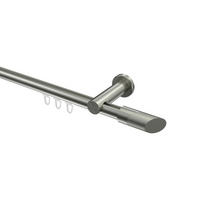 INNENLAUF-GARDINENSTANGEN-SET Platon Verano 260 cm (geteilt in 2 x 130 cm), 1-läufig, 20 mm Ø Edelstahl-Optik - Edelstahlfarben/Silberfarben, Metall (260cm) - INTERDECO