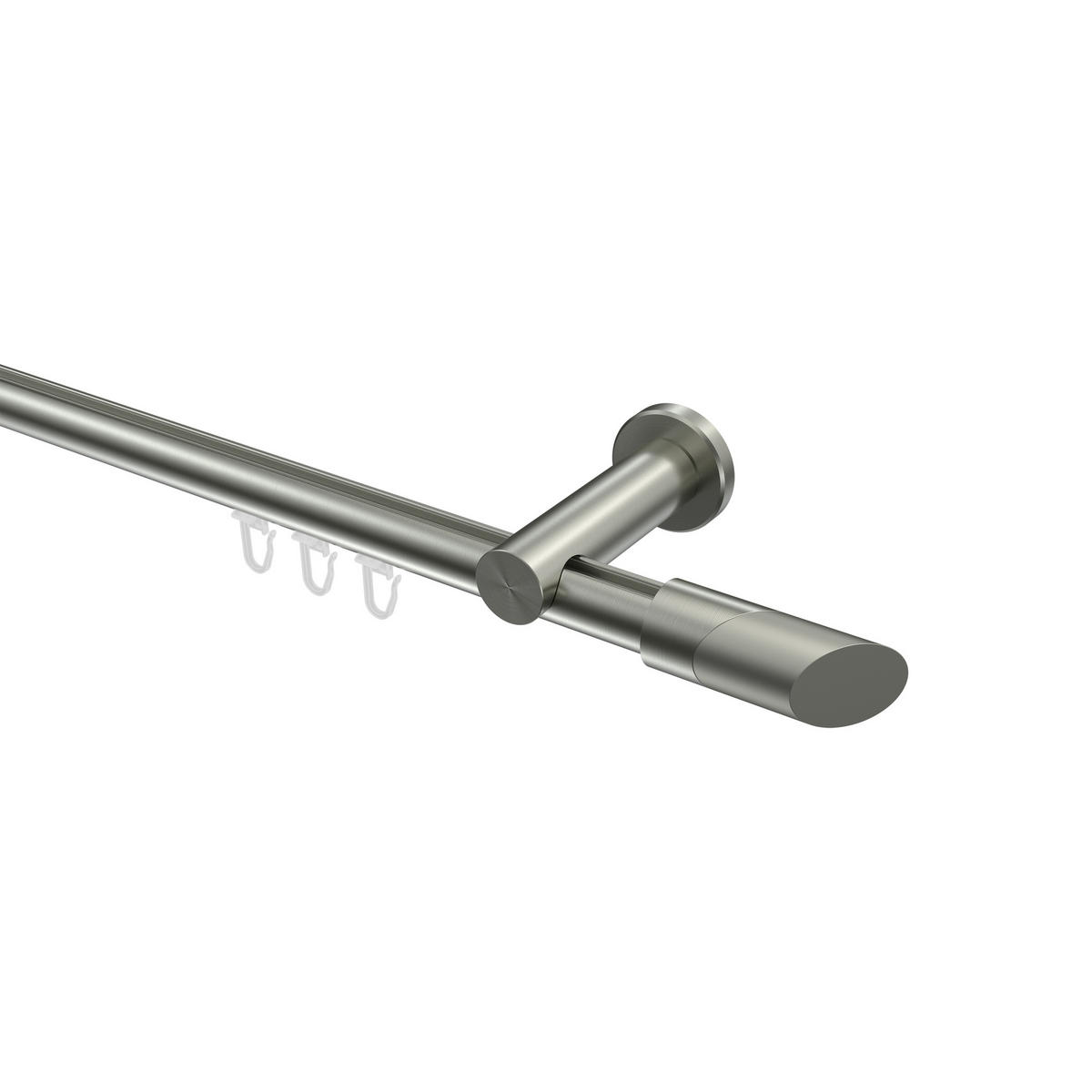 INNENLAUF-GARDINENSTANGEN-SET Platon Verano 260 cm (geteilt in 2 x 130 cm), 1-läufig, 20 mm Ø Edelstahl-Optik - Edelstahlfarben/Silberfarben, Metall (260cm) - INTERDECO