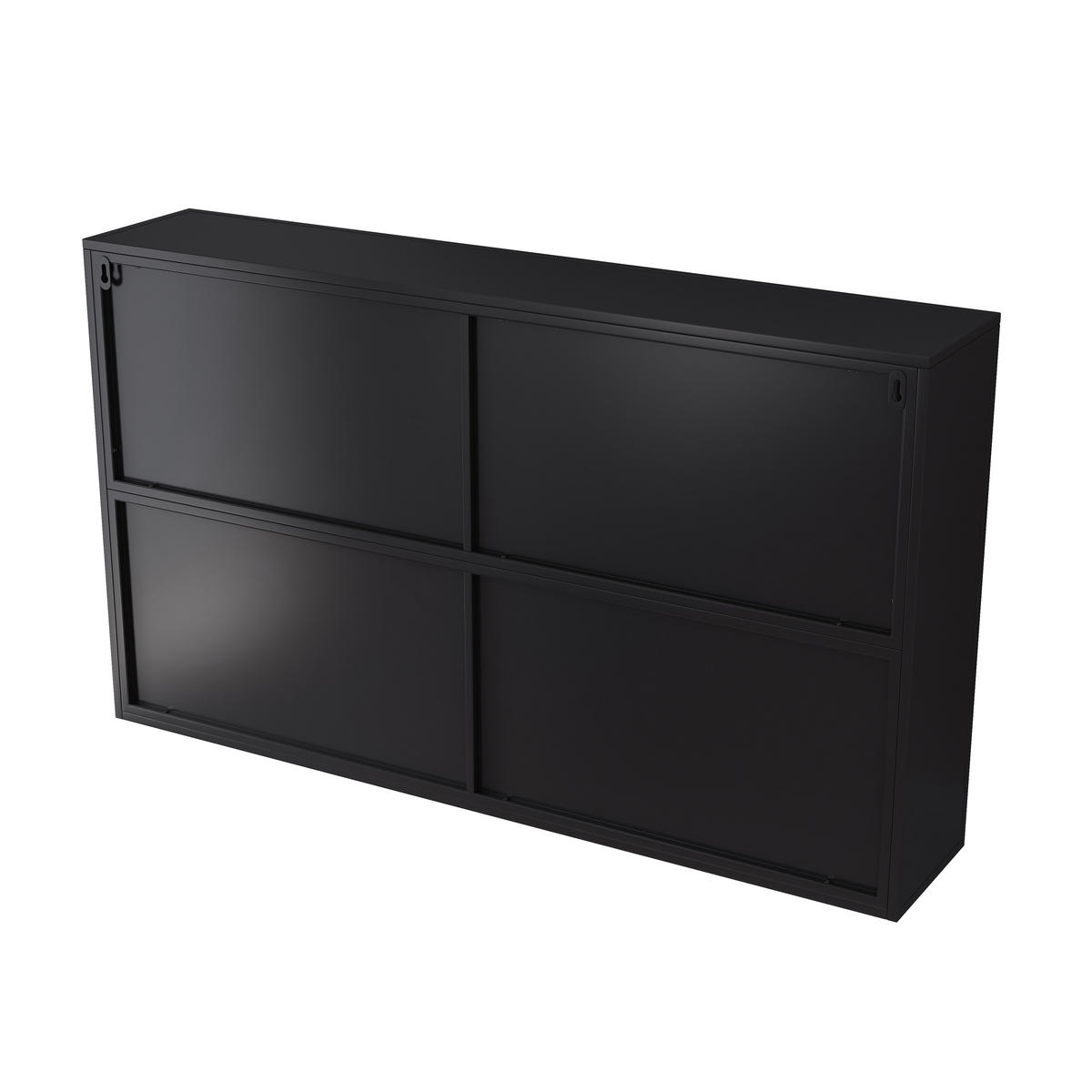 HÄNGESCHRANK DE-38130 120/23/70 cm mit 4 Glastüren Schwarz - Schwarz, Metall (120/70/23cm) - ComfortXL