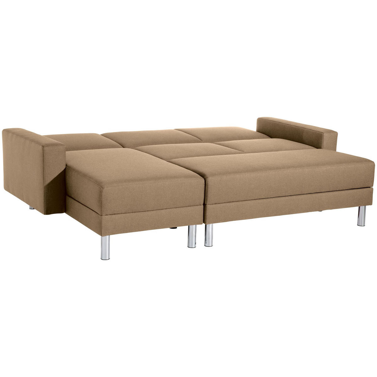 FUNKTIONSSOFA mit Hocker Katryna Flachgewebe sand - Sandfarben, Kunststoff (144/92/230cm) - 58aufmkessel