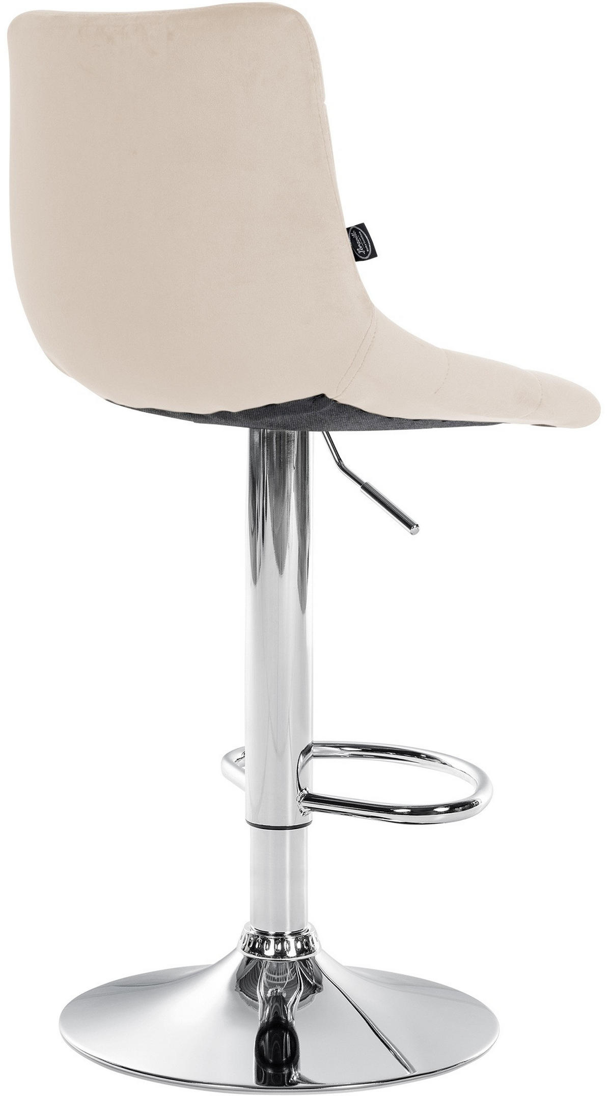 BARHOCKER Samt creme - Chromfarben/Creme, Textil/Metall (43/87/46.5cm) - CLP