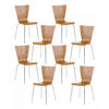 BESUCHERSTUHL 8er Set Holz eiche - Eichefarben, Holz/Metall (43/84/50cm) - CLP