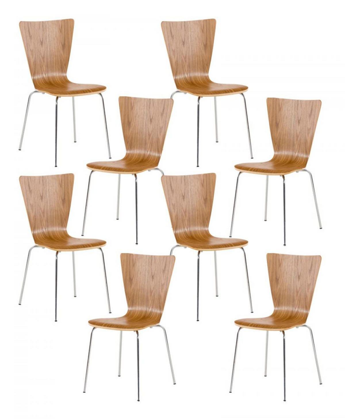 BESUCHERSTUHL 8er Set Holz eiche - Eichefarben, Holz/Metall (43/84/50cm) - CLP