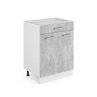UNTERSCHRANK R-Line Beton 60 cm mit Schubladen, ohne AP - Weiß/Grau, Holzwerkstoff (60/81.6/46cm) - Vicco