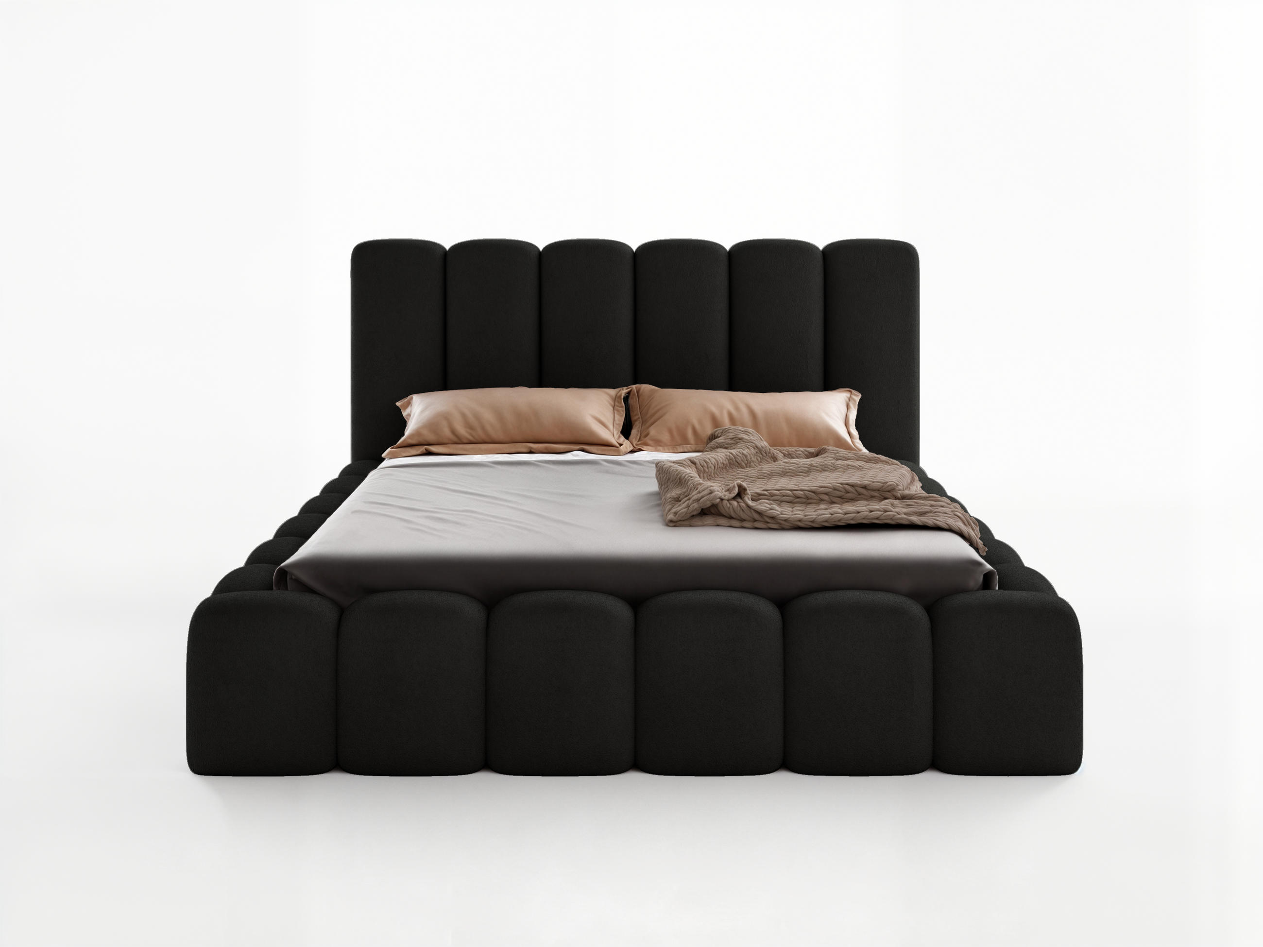 POLSTERBETT VELORA 180x200 SCHWARZ - Schwarz, Textil (180/200cm) - Luxkor24