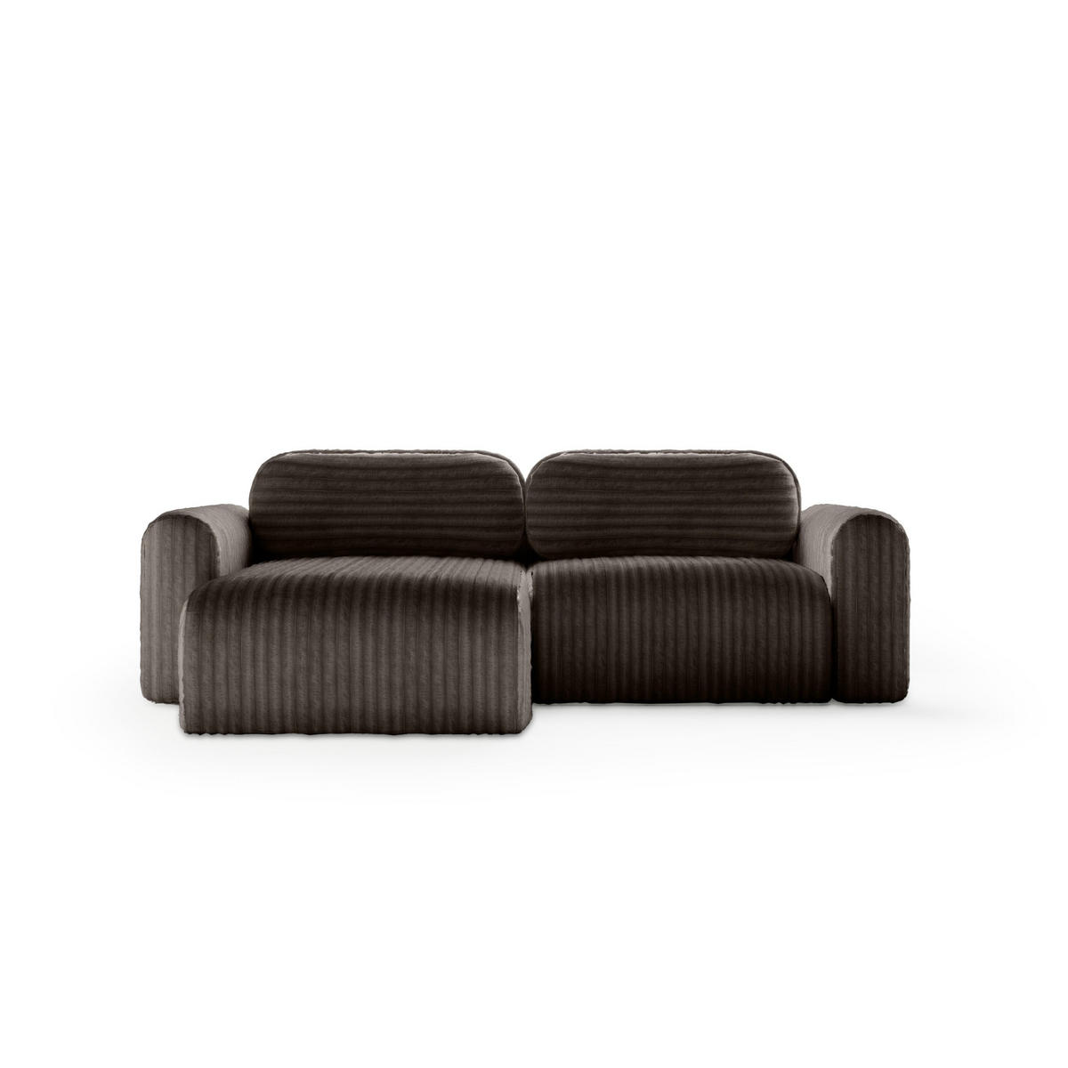 ECKSOFA mit Schlaffunktion Emmen Mini, Dunkelbraun - Dunkelbraun, Textil (246/100cm) - Fedve