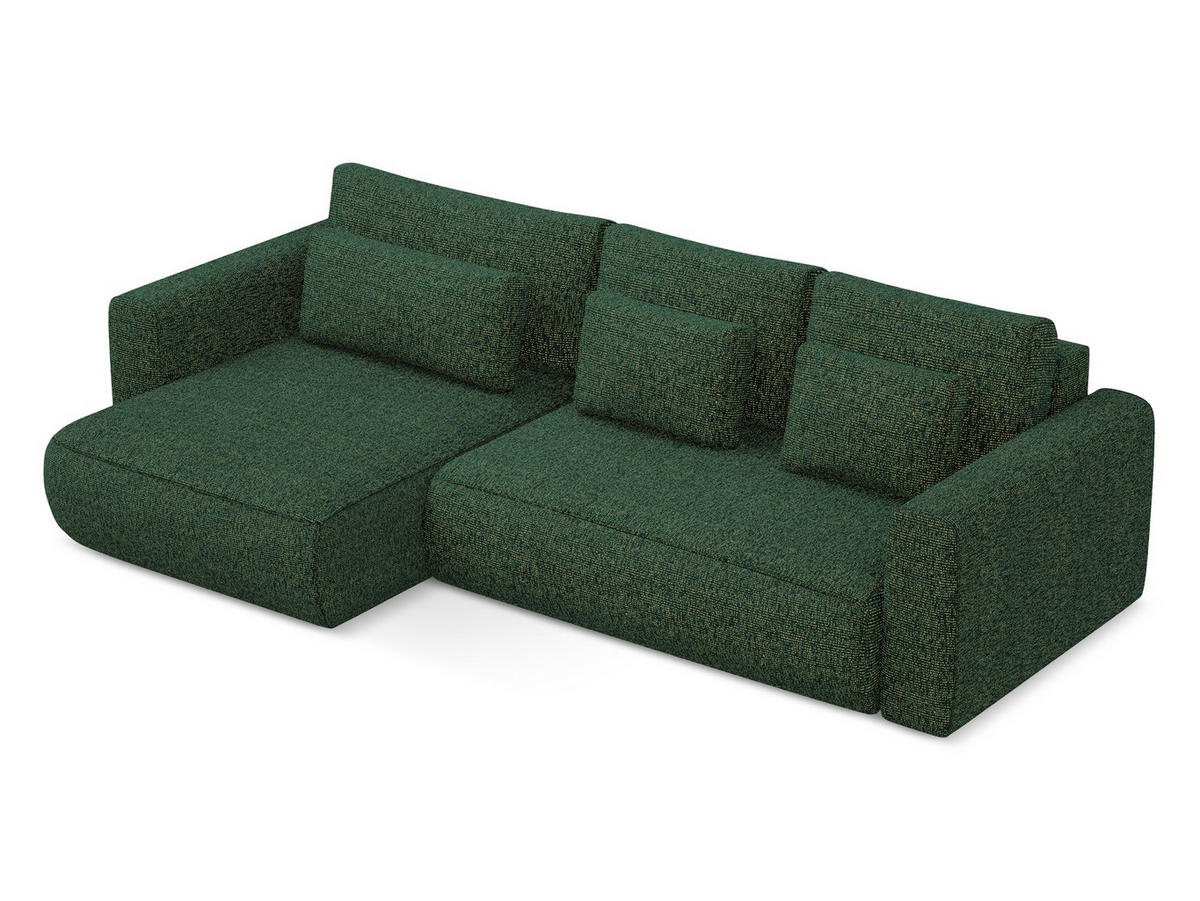 ECKSOFA mit Schlaffunktion Strukturstoff Stoff Grün - Schwarz/Grün, Kunststoff/Textil (149/278cm) - Makamii