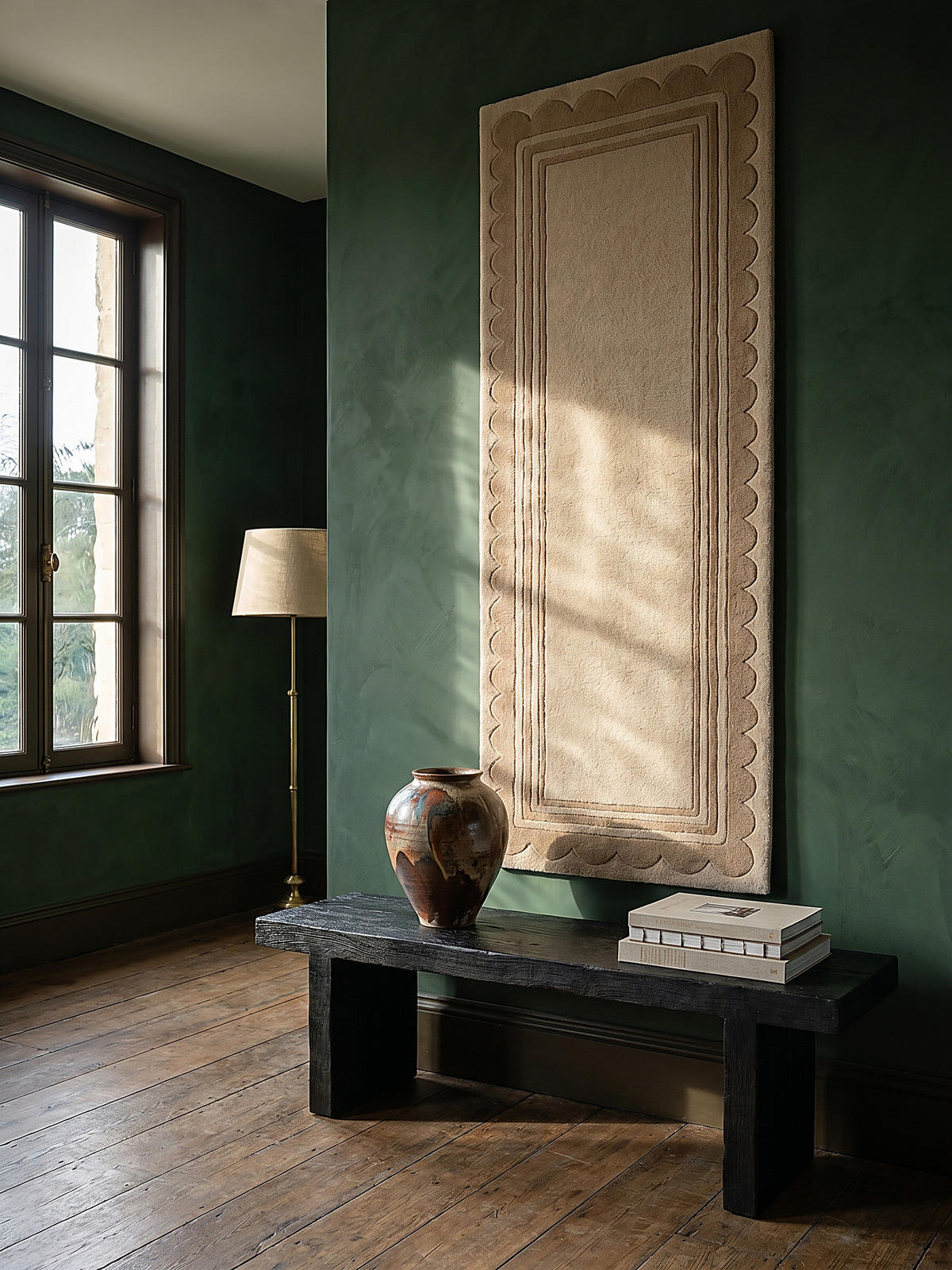 WOLLTEPPICH Grafisches Muster, Rahmen, Wohnzimmer schmutzabweisend Beige Läufer 80x230 - Beige, Textil (230/80cm) - KADIMA DESIGN