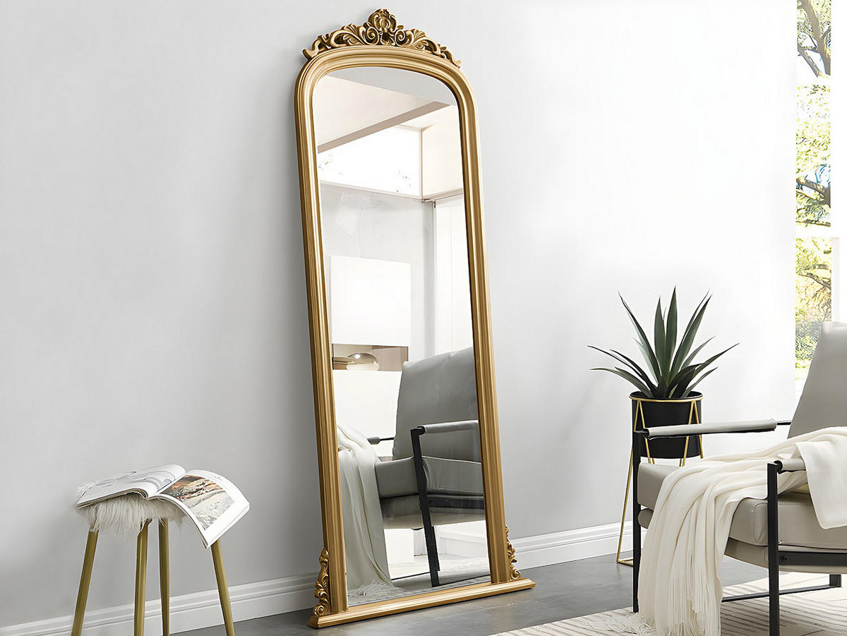 GROSSER Spiegel aus Paulowniaholz mit Zierleisten – H. 180 cm – Gold – MERRY - Goldfarben, Holz (80/180/5cm) - Vente-Unique