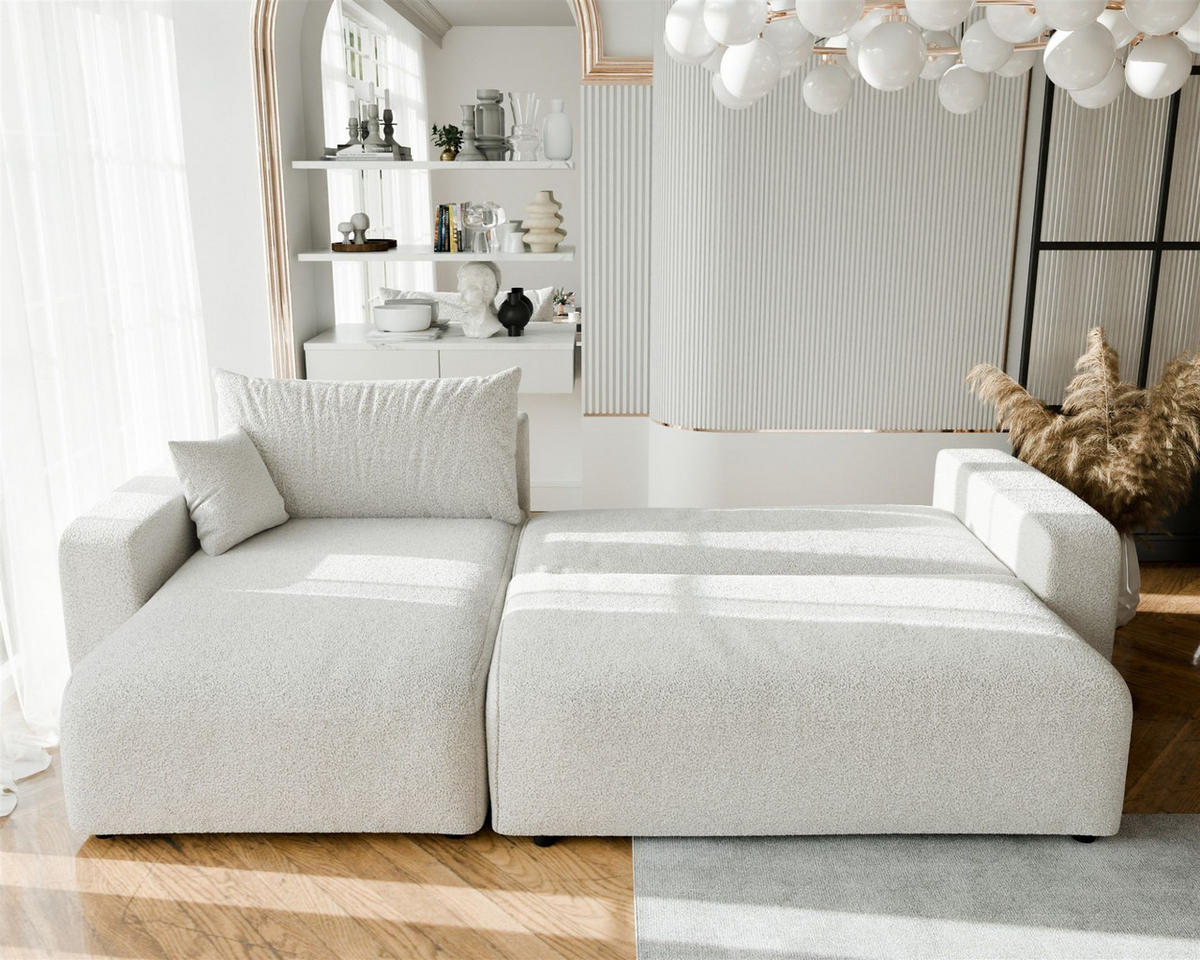 ECKSOFA Luna Max Mit Schlaffunktion - Beige, Holzwerkstoff/Textil (278/145cm) - Fun Möbel
