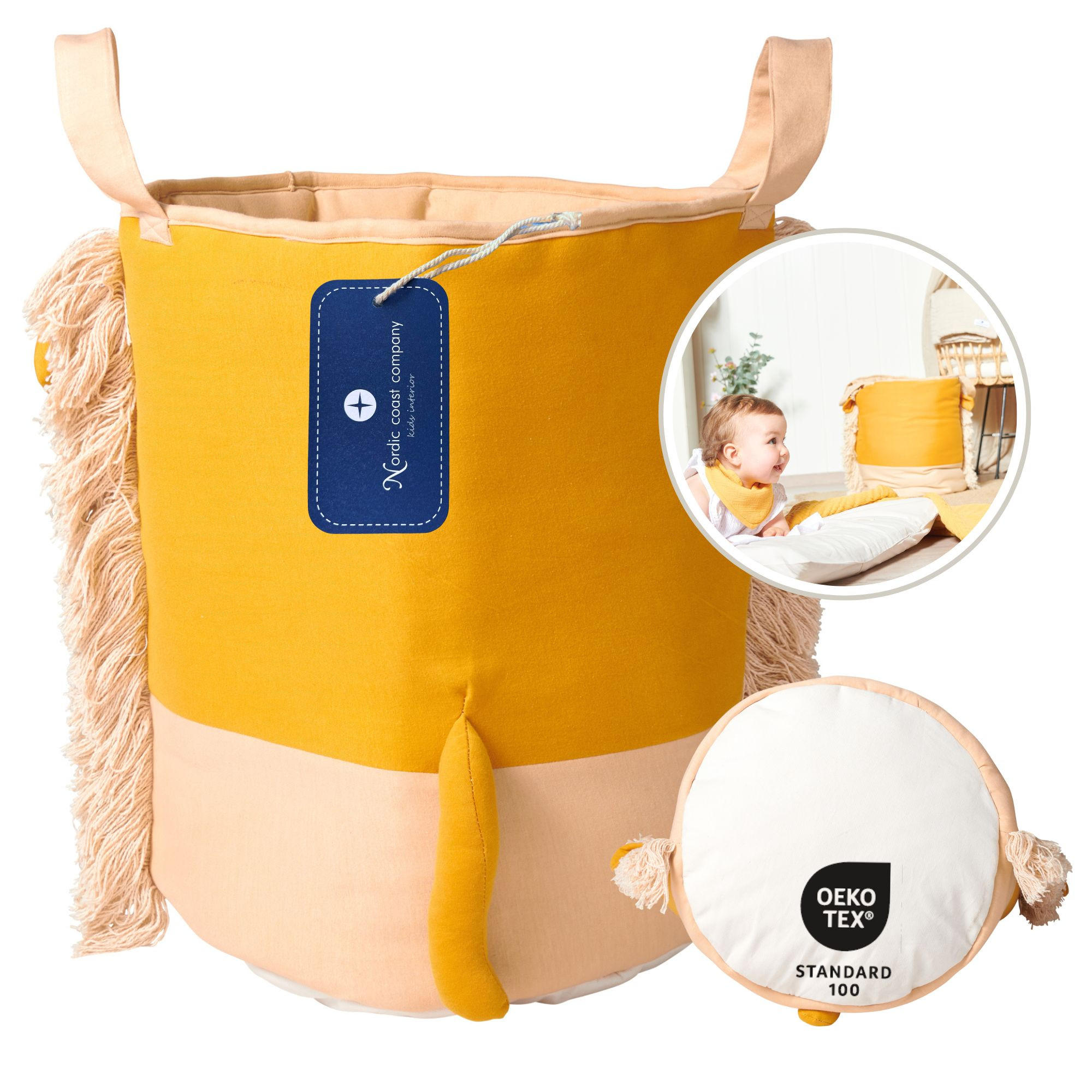 SPIELZEUGKORB Wäschekorb Spielzeugkiste Aufbewahrungskorb Kinderzimmer faltbar waschbar - Currygelb, Textil (30/30cm) - nordic coast company