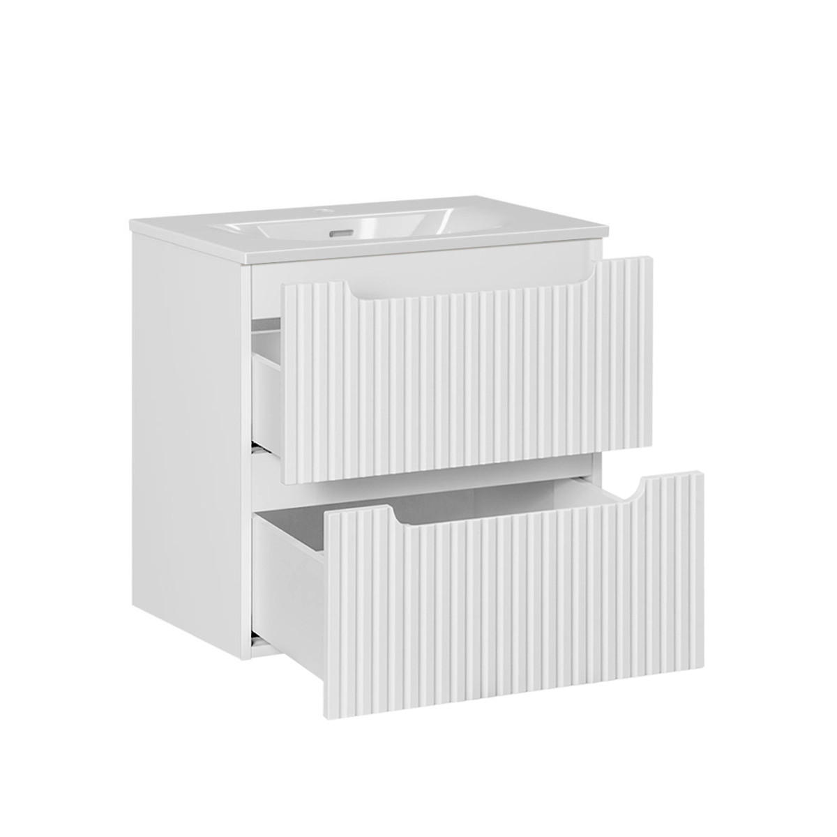 BADMÖBEL Riva 2er-Set Weiß - Weiß, Holzwerkstoff (60/57/40cm) - Petits-meubles