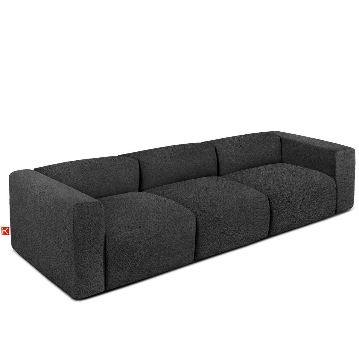 3-SITZER SOFA BUFFO, Dunkelgrau - Dunkelgrau, Holz/Holzwerkstoff (290/73/96cm) - KONSIMO®