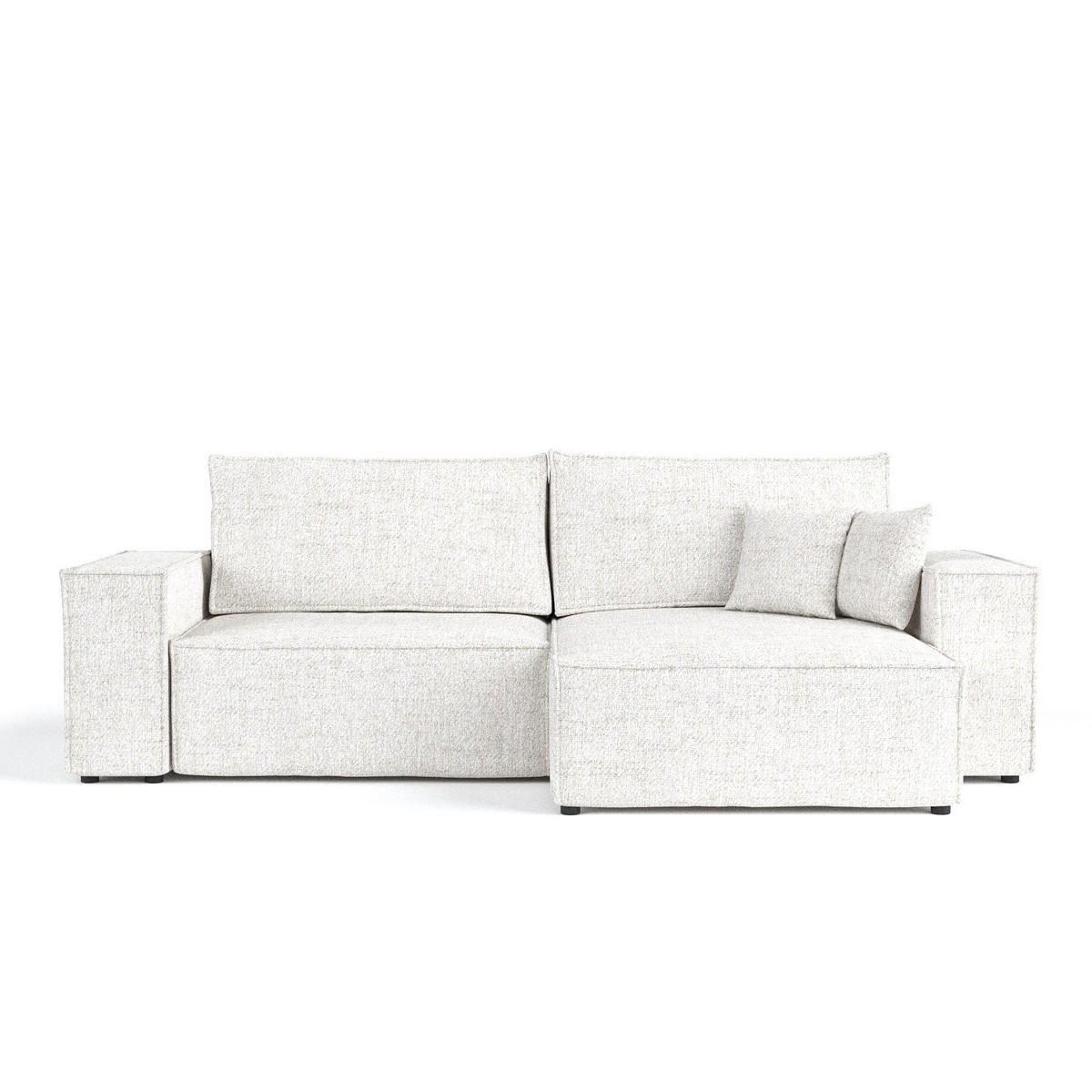 ECKSOFA CAVO mit Schlaffunktion Creme im Neve Stoff - Creme/Schwarz, Holz/Holzwerkstoff (255/148cm) - AltaBeds